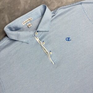 Peter Millar Mens‎ XXL Polo Shirt Blue Dotted Golf Casual Short Sleeve
